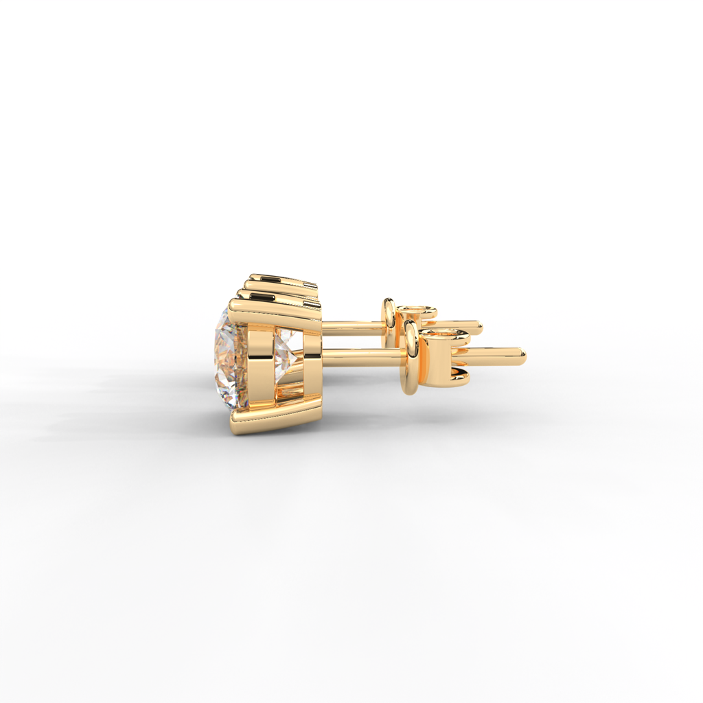 1 Carat Round Moissanite Four Prong Screw-Back Earrings In 14K White Gold Plated : SE-0003-YG