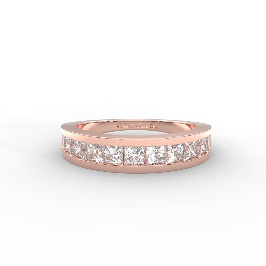 1 Carat Square Moissanite Channel Set Anniversary Band Ring In 14K Rose Gold Plated : ARL-0002-RG-8