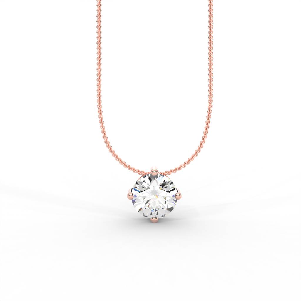 Round Moissanite Solitaire Pendant - 1 Carat : NT-0001-RG