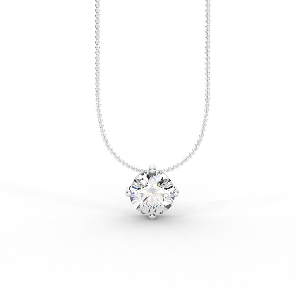 Round Moissanite Solitaire Pendant - 1 Carat : NT-0001-WG