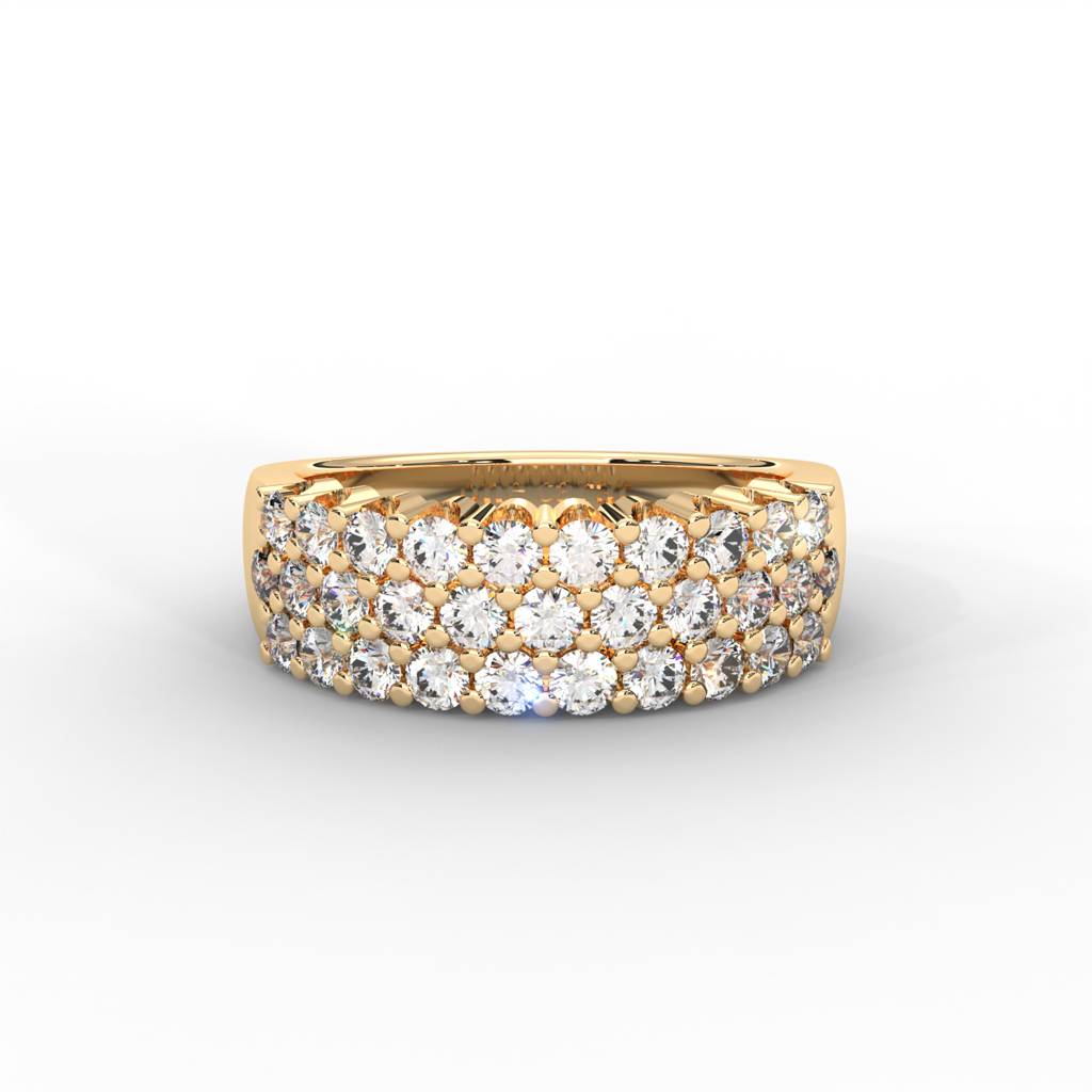 0.93 Carat Round Moissanite Three Row Pave Anniversary Band In 14K Yellow Gold Plated : ARL-0001-Y-8