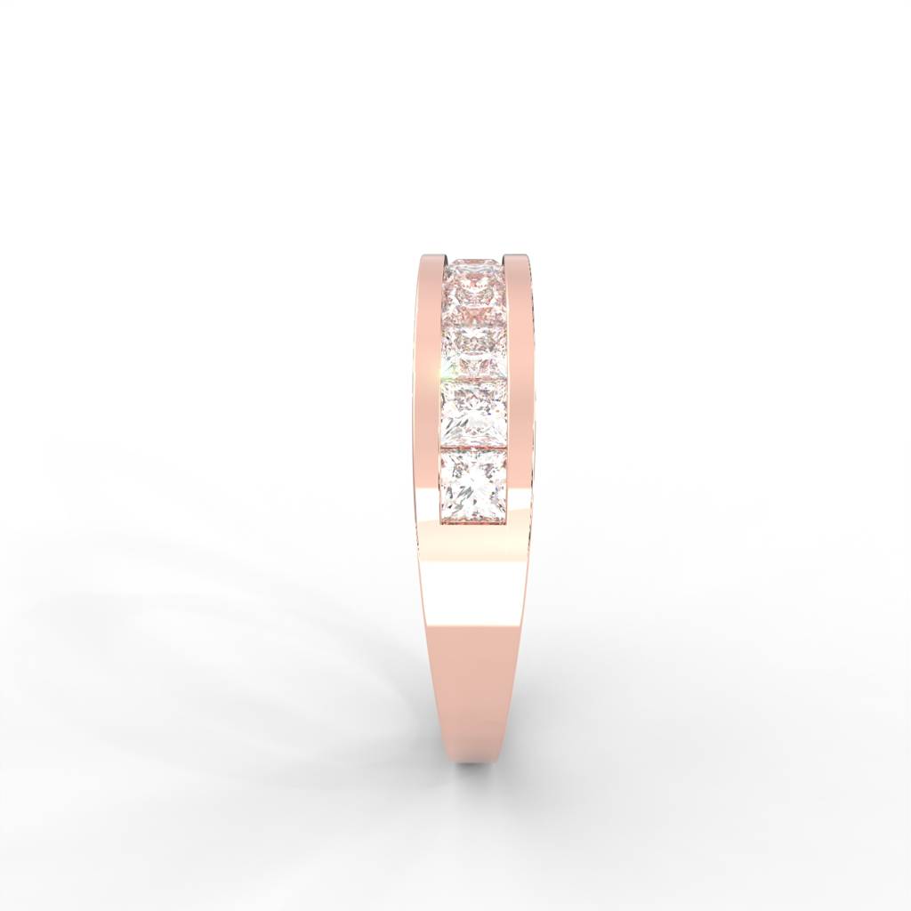 1 Carat Square Moissanite Channel Set Anniversary Band Ring In 14K Rose Gold Plated : ARL-0002-RG-8