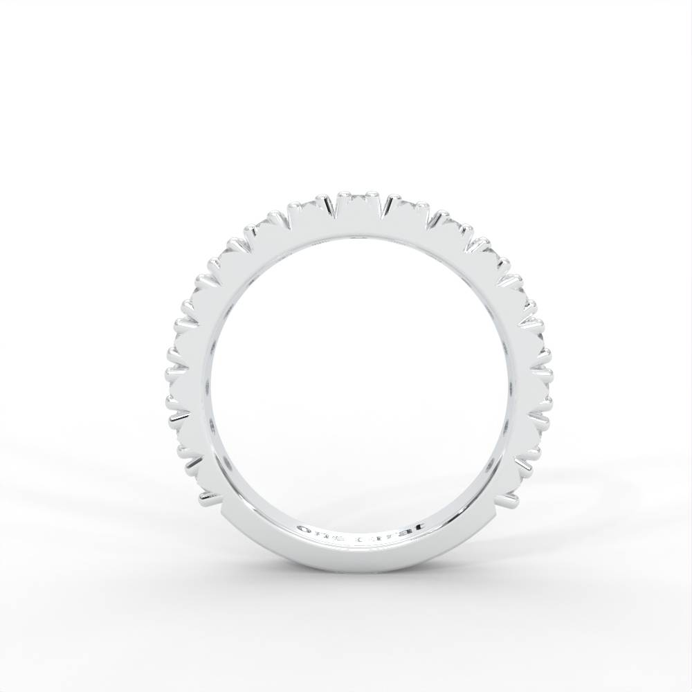 1 Carat Dew Round Moissanite French Pave Anniversary Band In 14K White Gold Plated : CRL-0002-WH-8