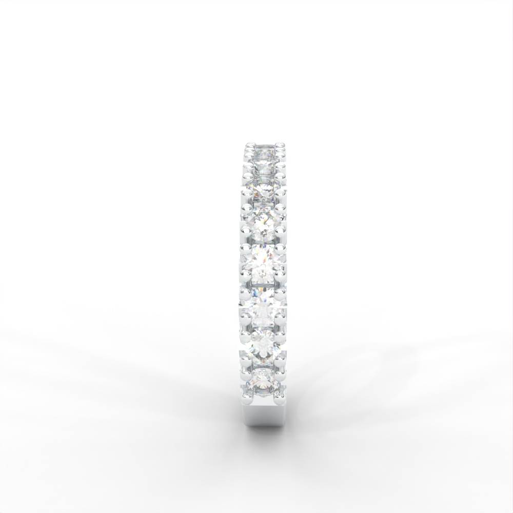 1 Carat Dew Round Moissanite French Pave Anniversary Band In 14K White Gold Plated : CRL-0002-WH-8