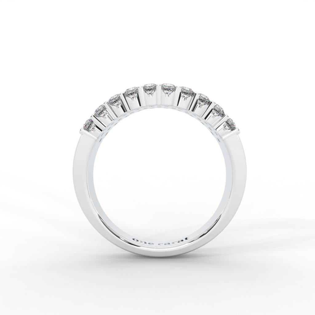 0.93 Carat Round Moissanite Three Row Pave Anniversary Band In 14K White Gold Plated : ARL-0001-WH-8
