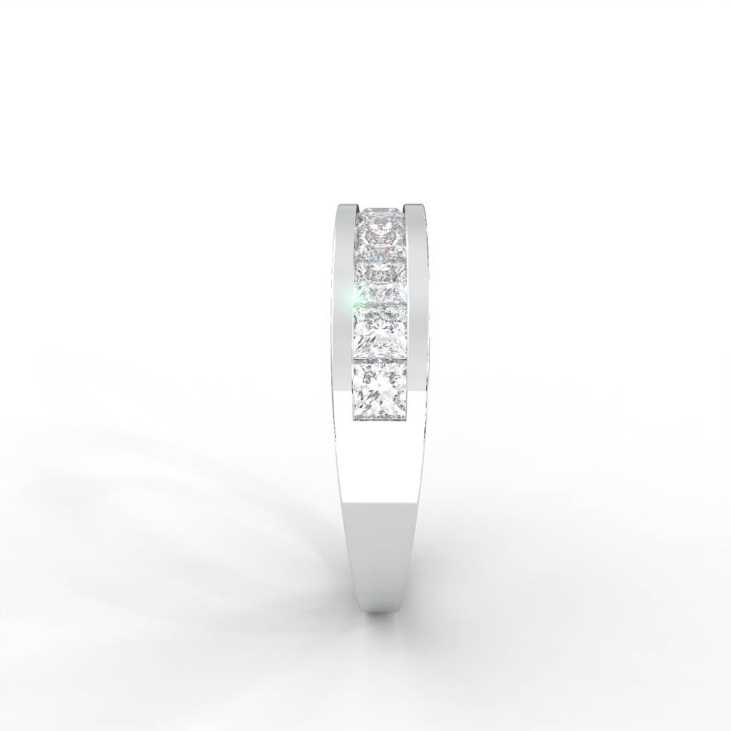 1 Carat Square Moissanite Channel Set Anniversary Band Ring In 14K White Gold Plated : ARL-0002-WH-8