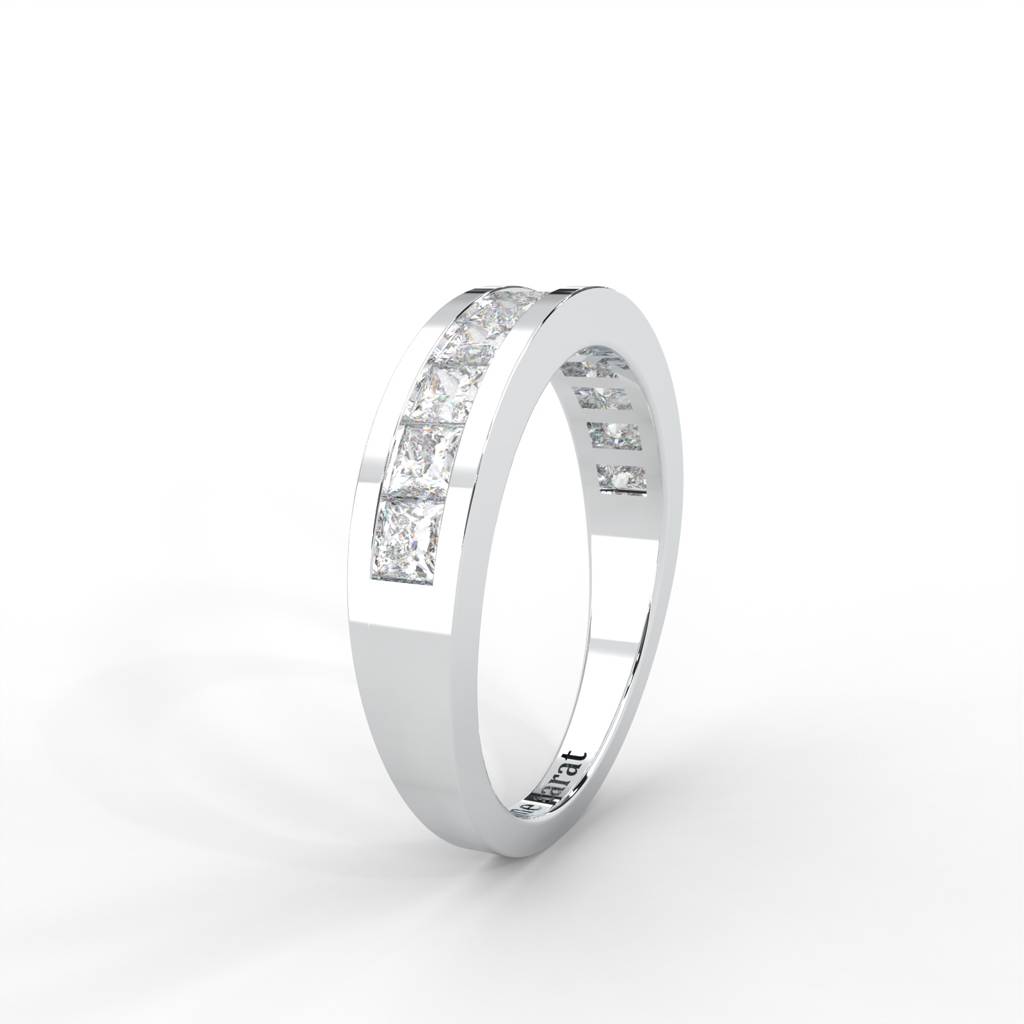 1 Carat Square Moissanite Channel Set Anniversary Band Ring In 14K White Gold Plated : ARL-0002-WH-8