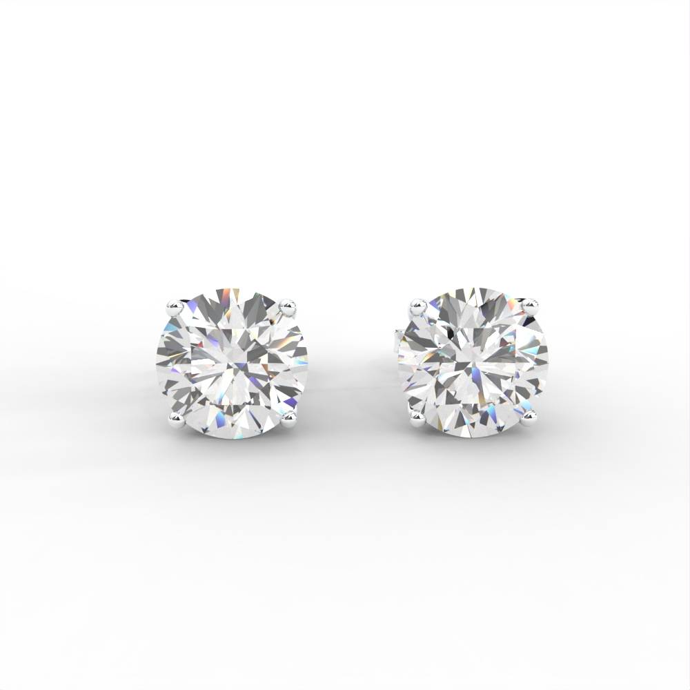 1 Carat Round Moissanite Four Prong Martini Solitaire Stud Earrings In 14K Yellow Gold Plated : SE-0004