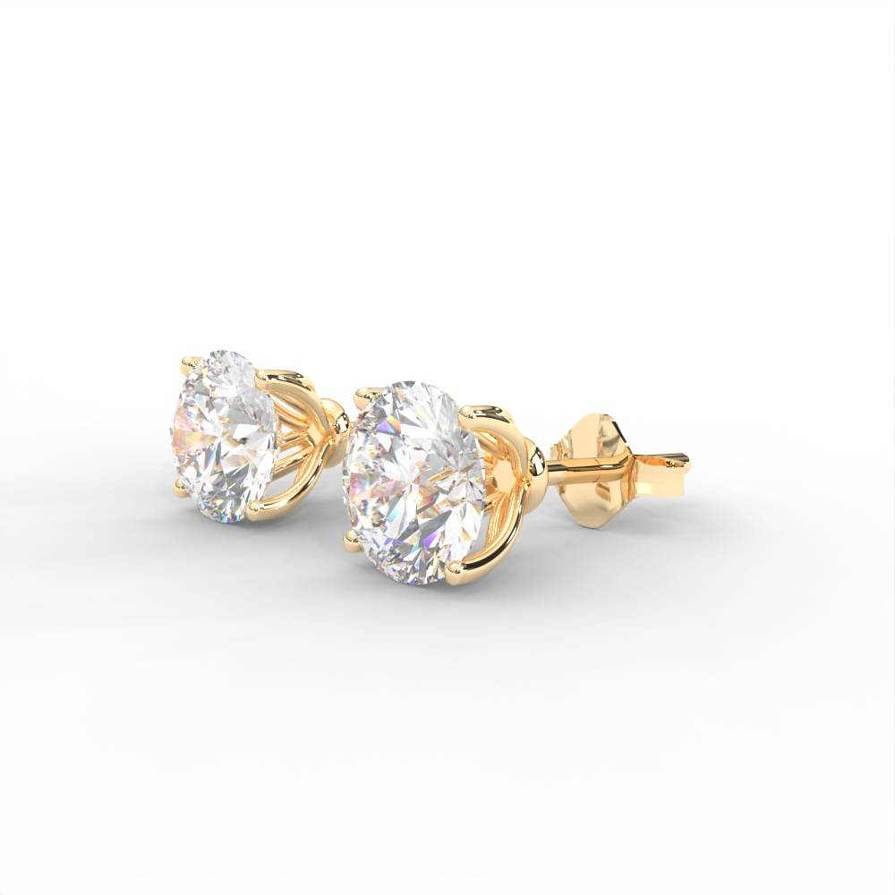 1 Carat Round Moissanite Four Prong Martini Solitaire Stud Earrings In 14K Yellow Gold Plated : SE-0004-YG