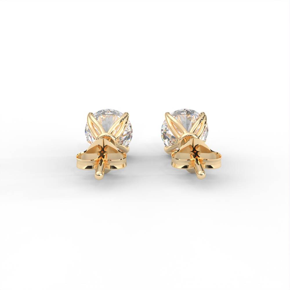 1 Carat Round Moissanite Four Prong Martini Solitaire Stud Earrings In 14K Yellow Gold Plated : SE-0004-YG