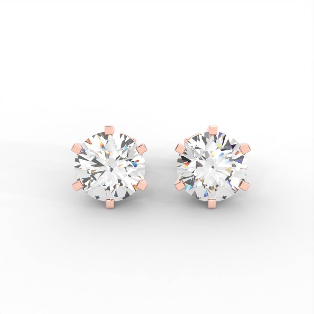 Round Moissanite Stud Earrings - 1 Carat In 14K White Gold Plated : SE-0001-RG