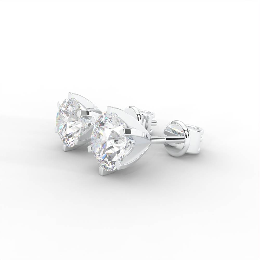 Round Moissanite Stud Earrings - 1 Carat In 14K White Gold Plated : SE-0001