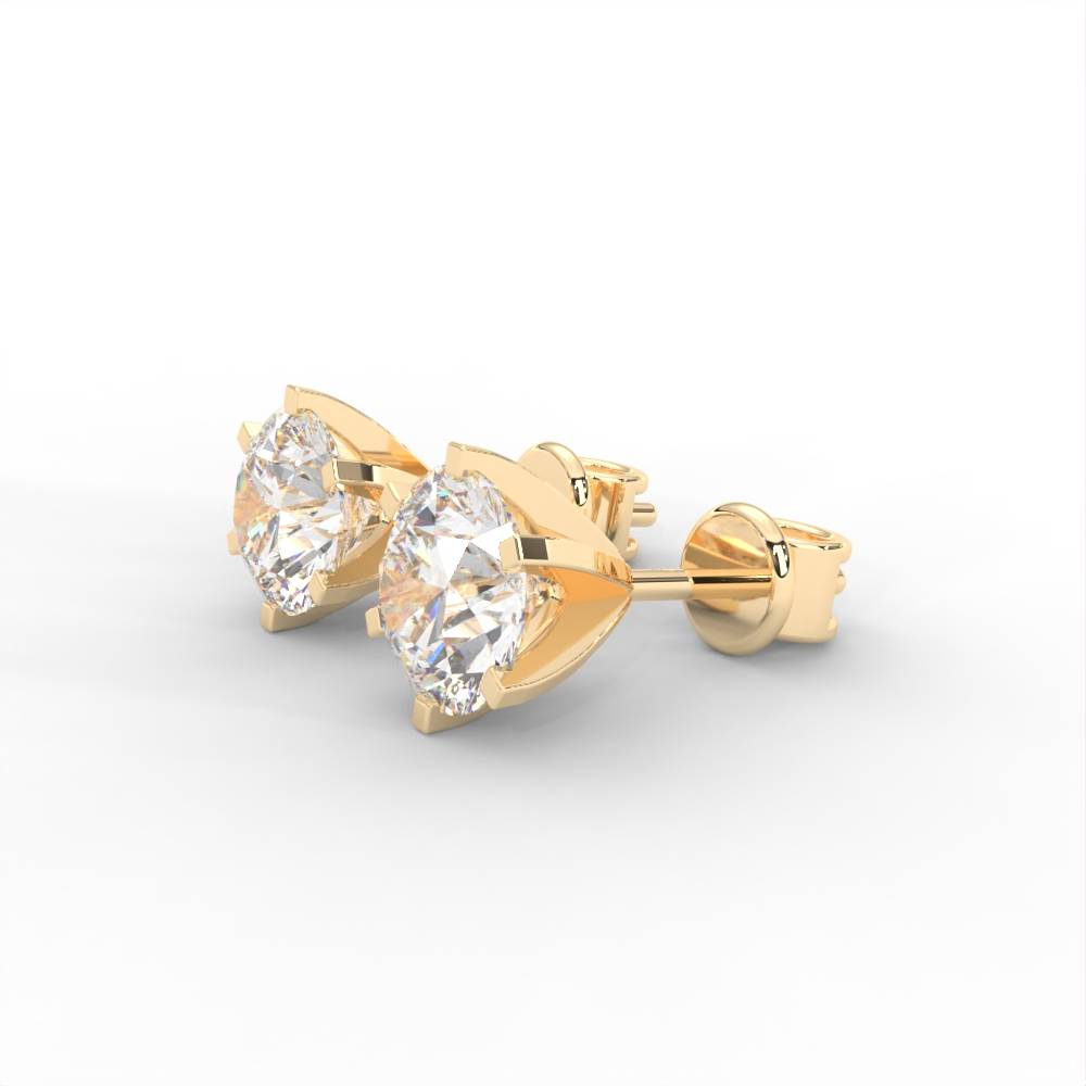 Round Moissanite Stud Earrings - 1 Carat In 14K White Gold Plated : SE-0001-YG