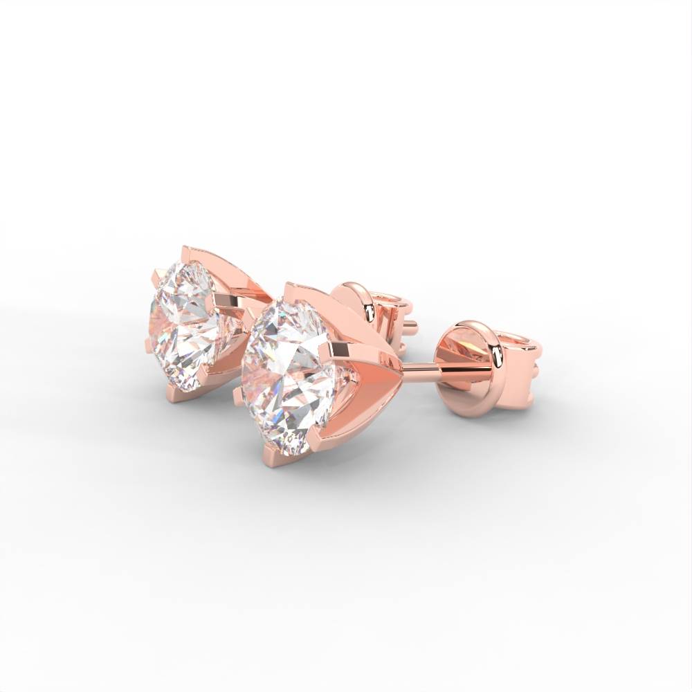 Round Moissanite Stud Earrings - 1 Carat In 14K White Gold Plated : SE-0001-RG