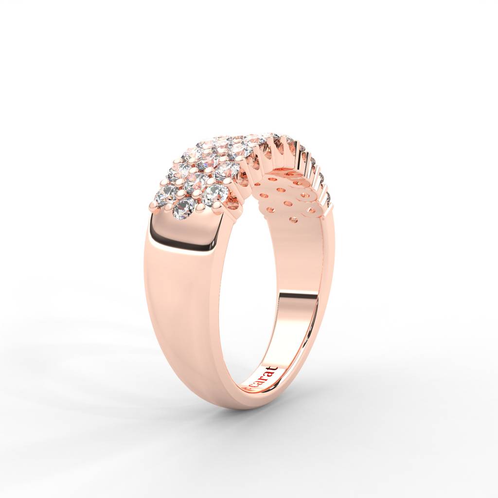 0.93 Carat Round Moissanite Three Row Pave Anniversary Band In 14K Rose Gold Plated : ARL-0001-RG-8