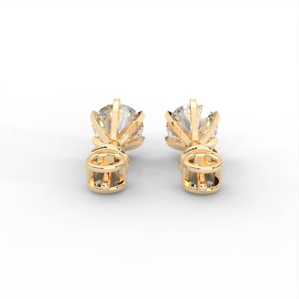 Round Moissanite Stud Earrings - 1 Carat In 14K White Gold Plated : SE-0001-YG