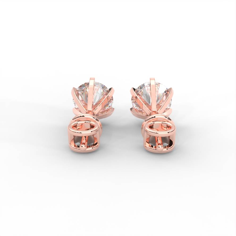 Round Moissanite Stud Earrings - 1 Carat In 14K White Gold Plated : SE-0001-RG
