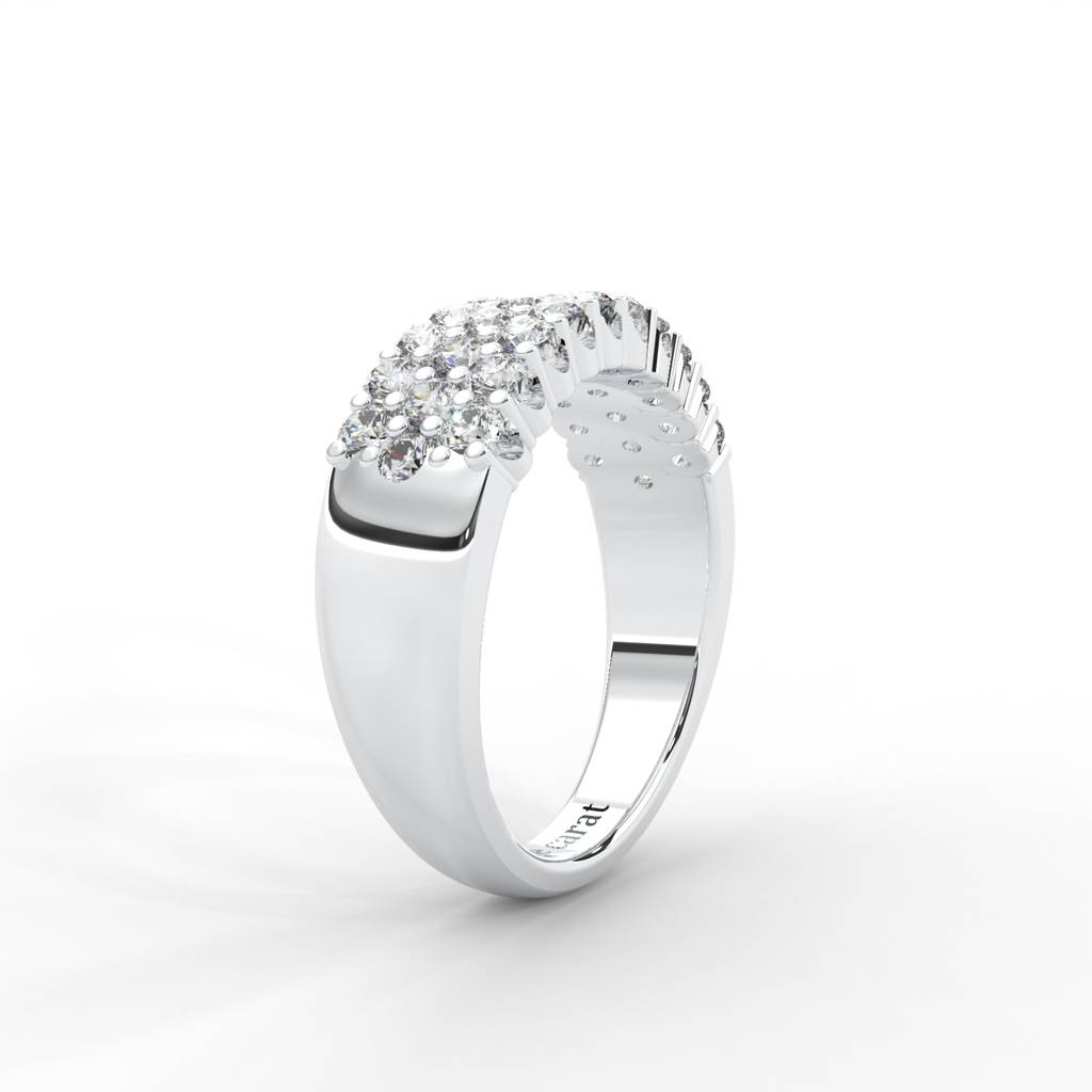 0.93 Carat Round Moissanite Three Row Pave Anniversary Band In 14K White Gold Plated : ARL-0001-WH-8