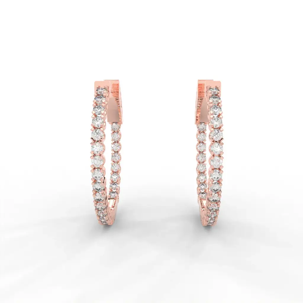 1 Carat Round Moissanite Hoop Earrings In 14K White Gold Plated : SE-0009-RG