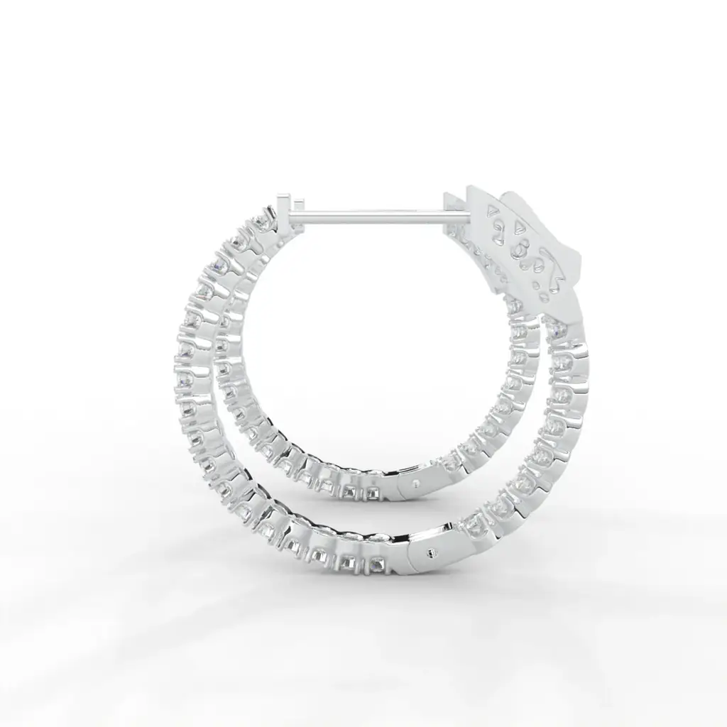 1 Carat Round Moissanite Hoop Earrings In 14K White Gold Plated : SE-0009