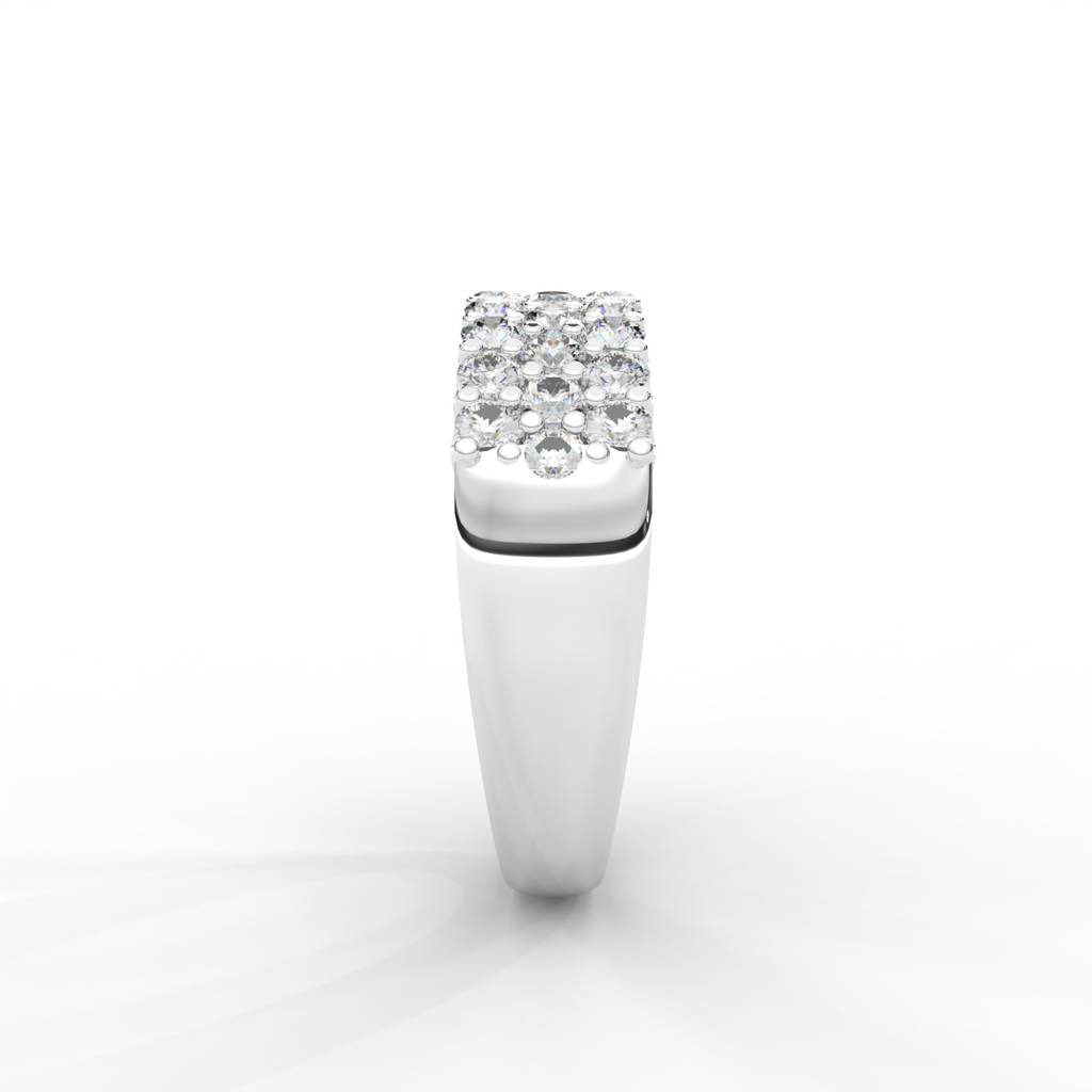 0.93 Carat Round Moissanite Three Row Pave Anniversary Band In 14K White Gold Plated : ARL-0001-WH-8