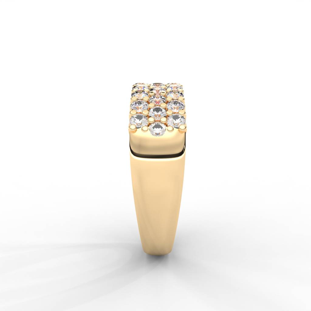 0.93 Carat Round Moissanite Three Row Pave Anniversary Band In 14K Yellow Gold Plated : ARL-0001-Y-8