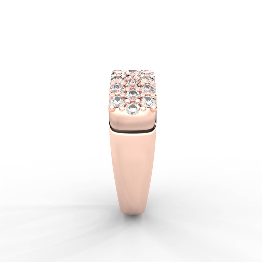 0.93 Carat Round Moissanite Three Row Pave Anniversary Band In 14K Rose Gold Plated : ARL-0001-RG-8