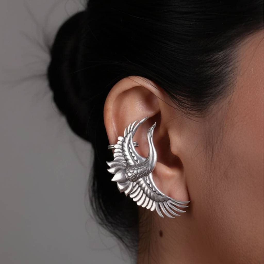 Dulcett India Crane Ear Cuff Earrings : DTINDCRANEC-01