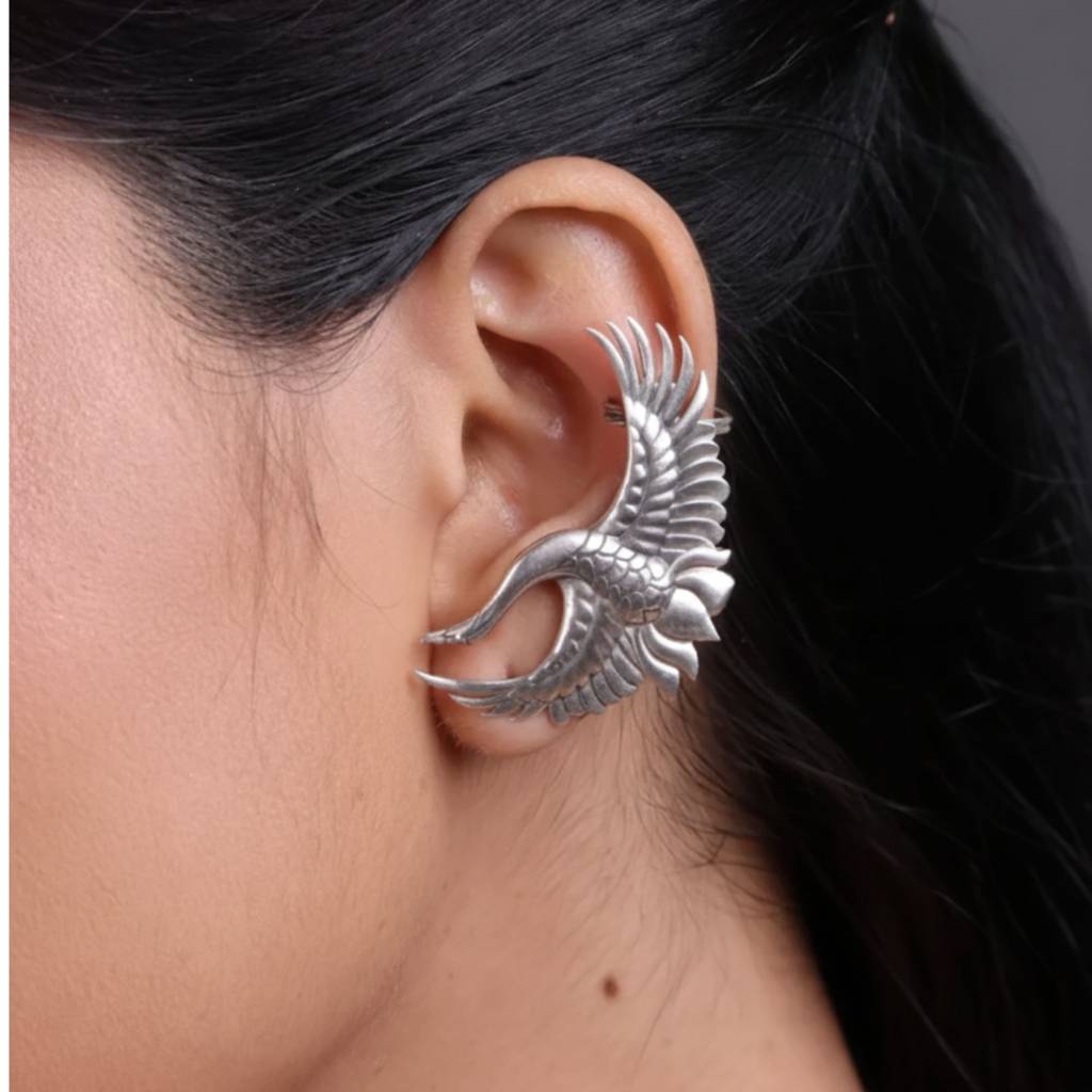 Dulcett India Crane Ear Cuff Earrings : DTINDCRANEC-01