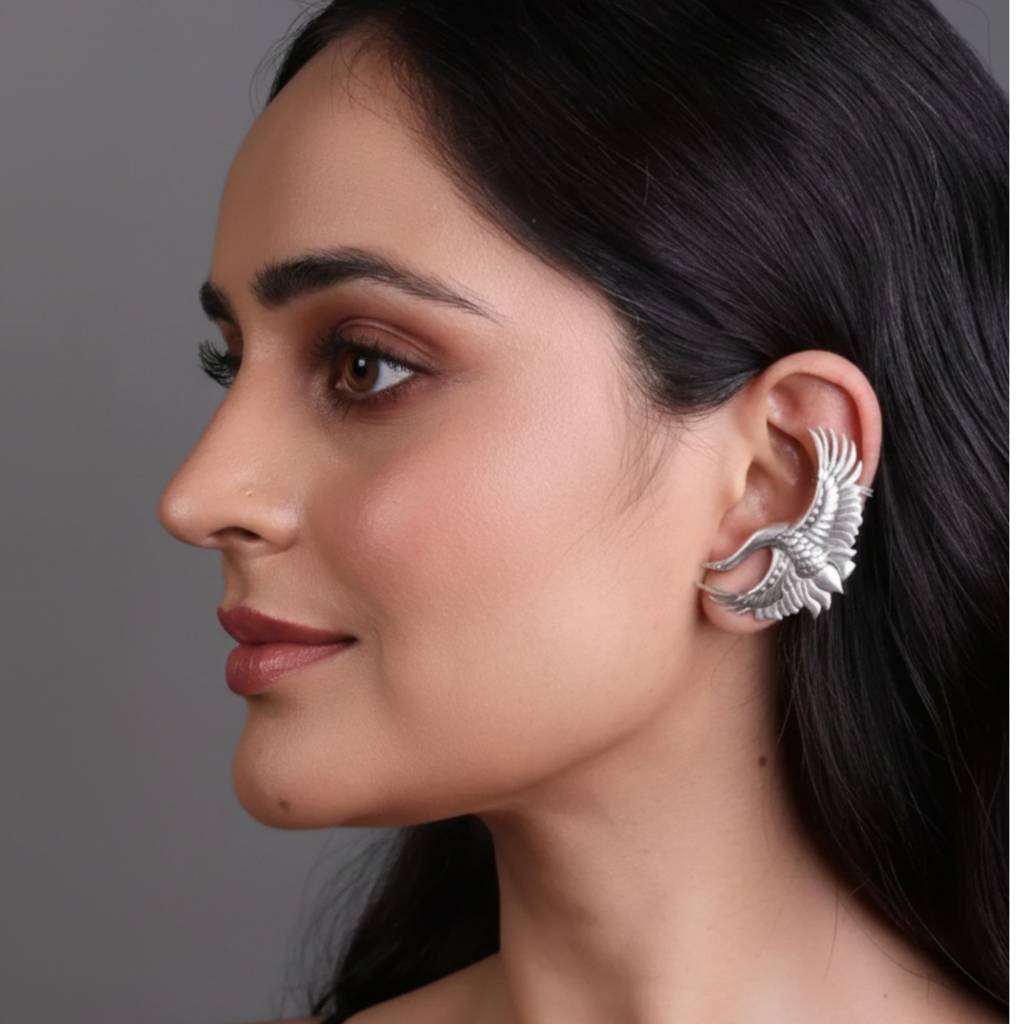Dulcett India Crane Ear Cuff Earrings : DTINDCRANEC-01