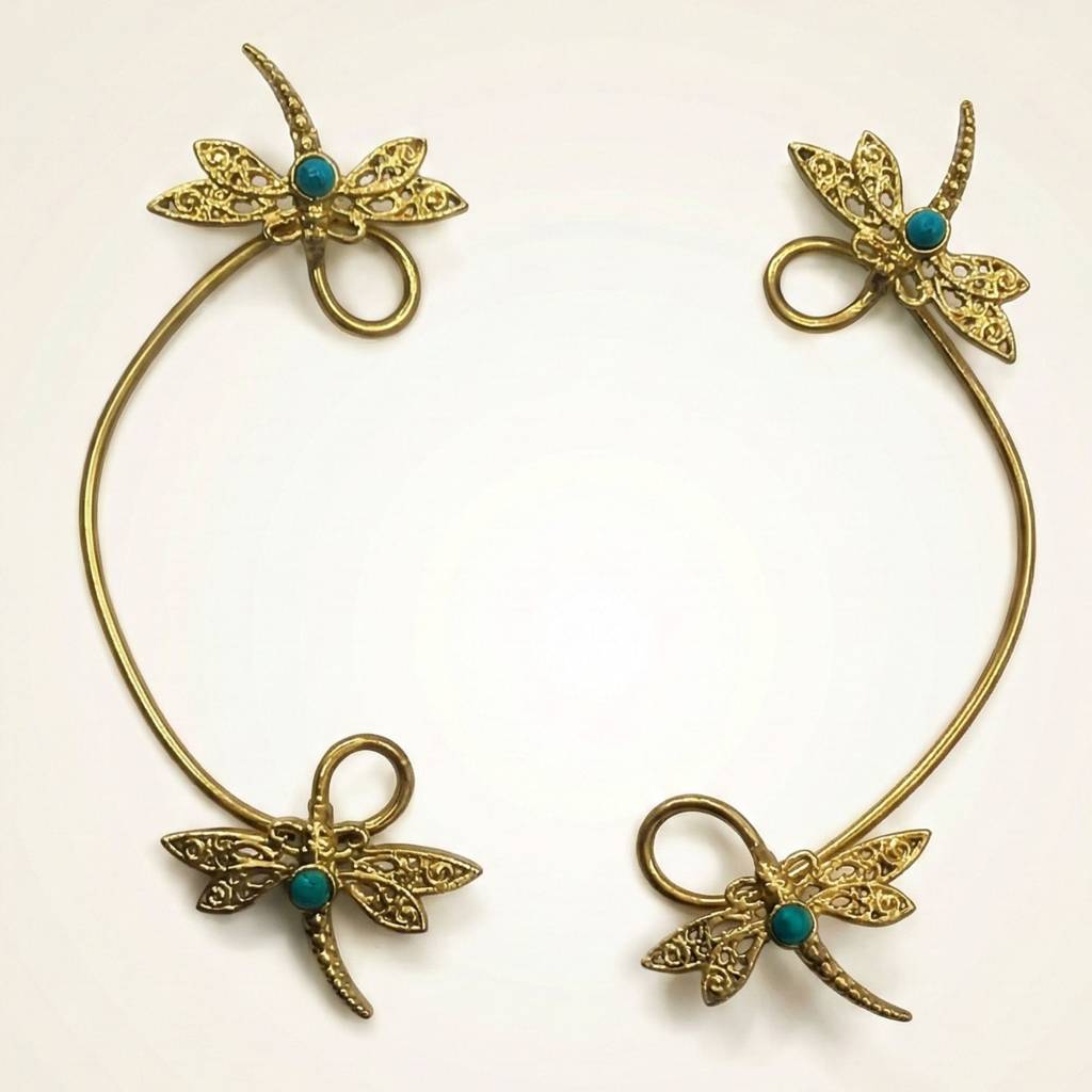 Dulcett India Dragonfly Boho Ear Cuff Earrings No Pierceing Required : DTINDDRAGONFLYEC-01