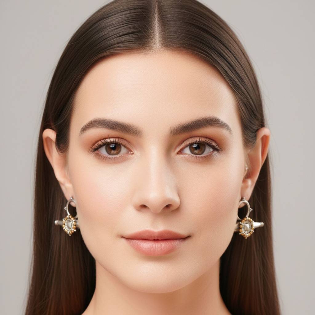 Dulcett India Dual Tone Silver Replica Stud Earrings : DTINDTANTRAER-01