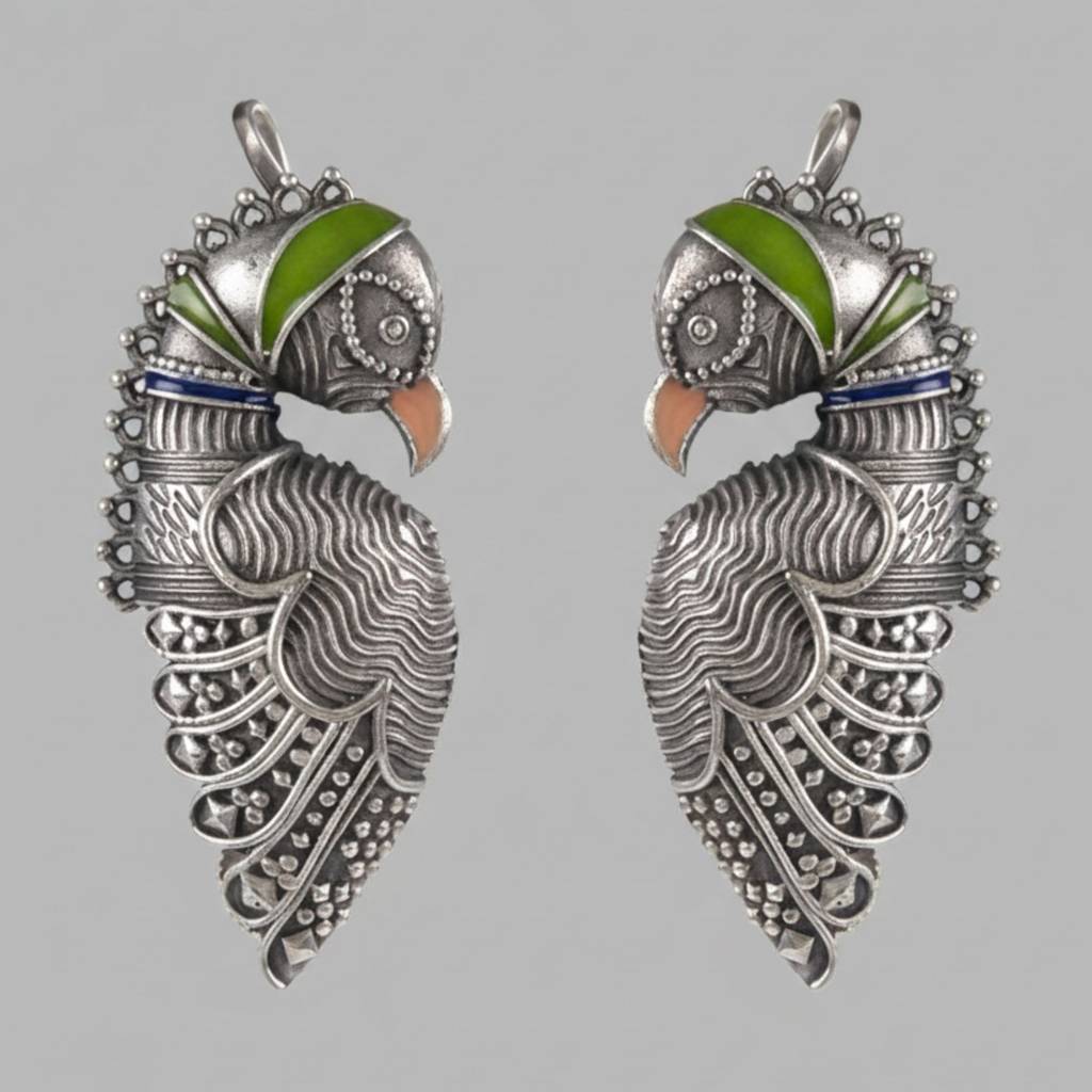 Dulcett India Meenakari Bird Shaped Ear Cuff Earrings : DTINDMEENABIRDEC-01