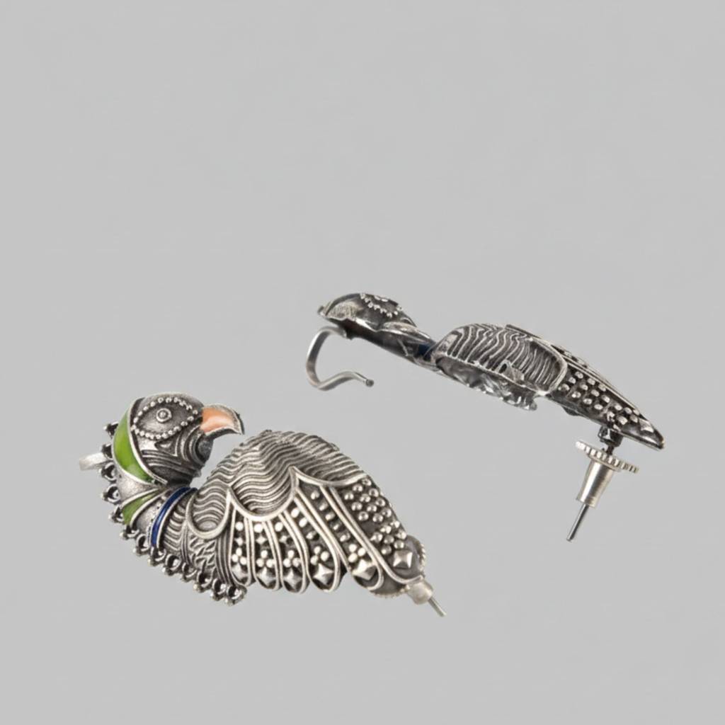 Dulcett India Meenakari Bird Shaped Ear Cuff Earrings : DTINDMEENABIRDEC-01
