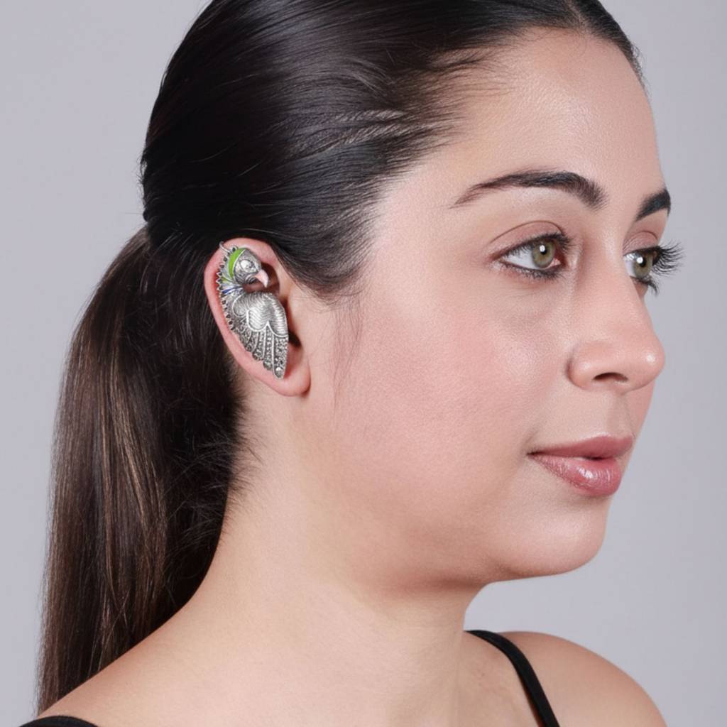 Dulcett India Meenakari Bird Shaped Ear Cuff Earrings : DTINDMEENABIRDEC-01