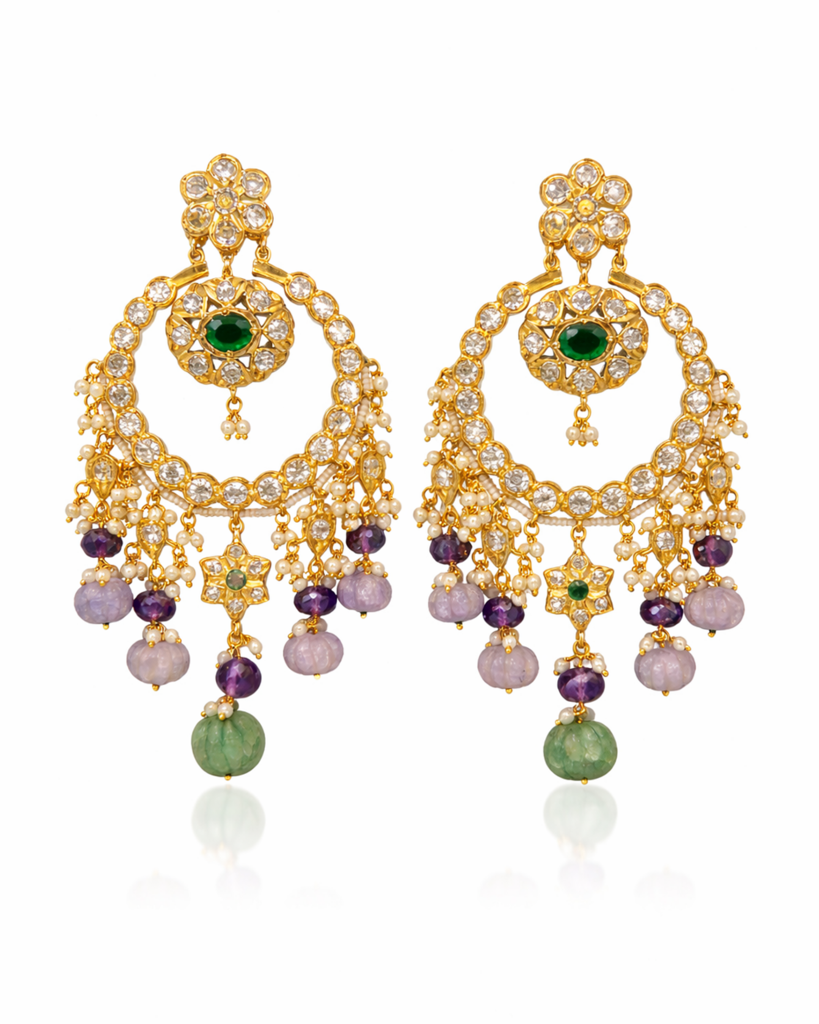 Crystal & Bead Chandbali Earrings : PR-227E