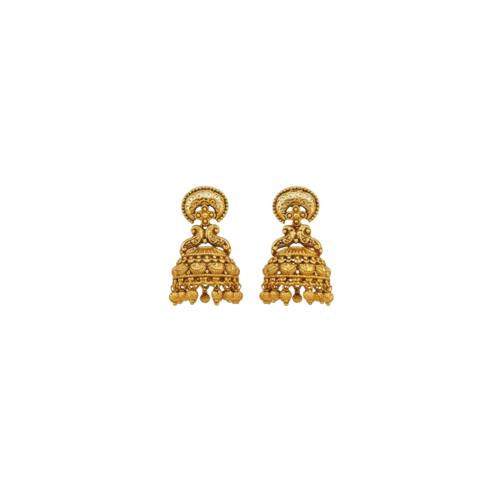 South Indian Temple Jewellery Bridal Choker Necklace Set With Jhumka Earrings : K-1371