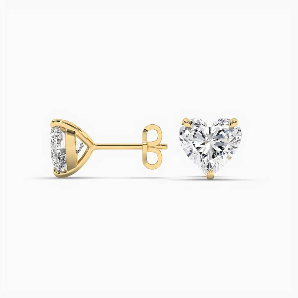 2 Carat Heart Cut Solitaire Moissanite Stud Earrings : SE-0012-Y