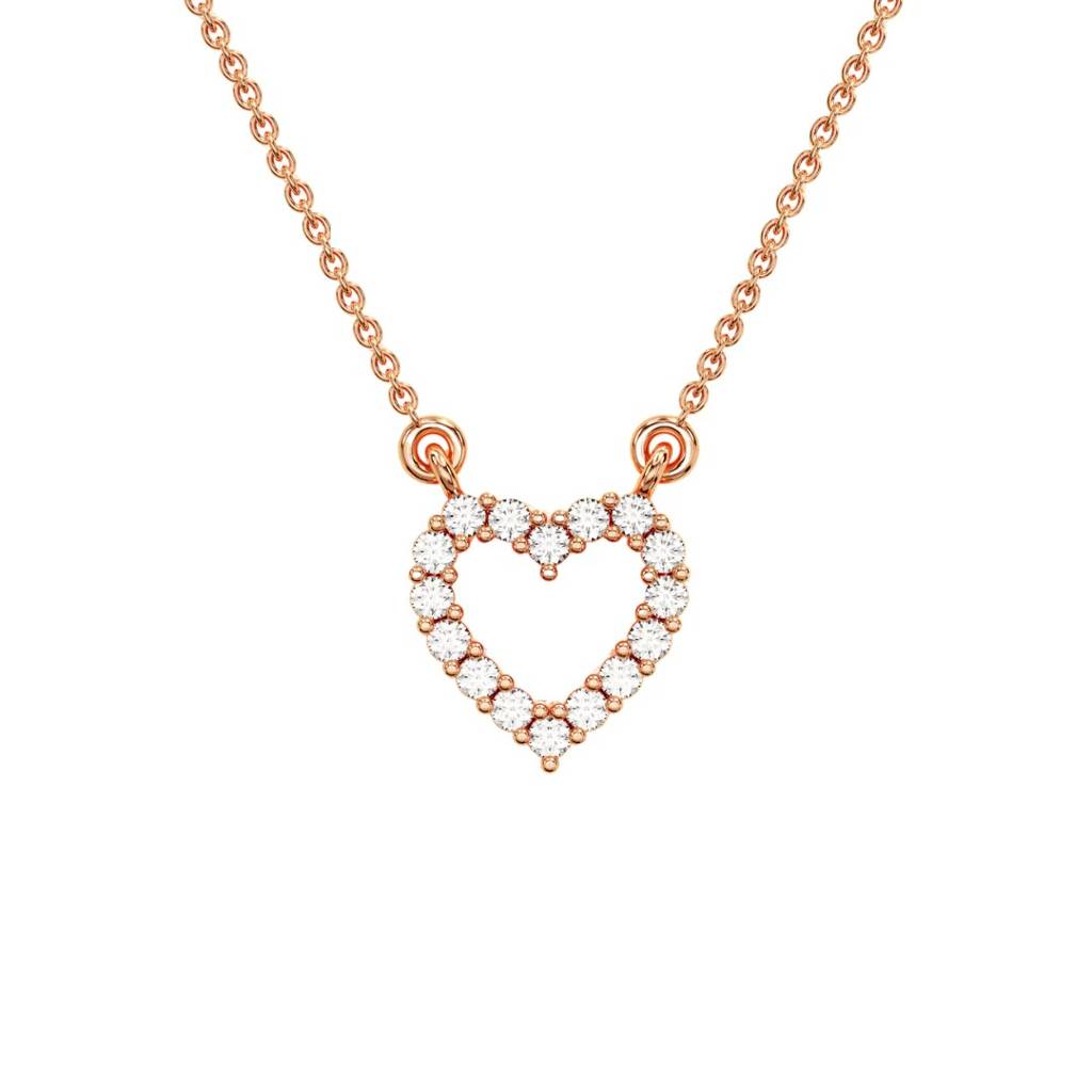 14K Plated Gold Moissanite Heart Necklace For Valentine Gifts : NT-0009-R