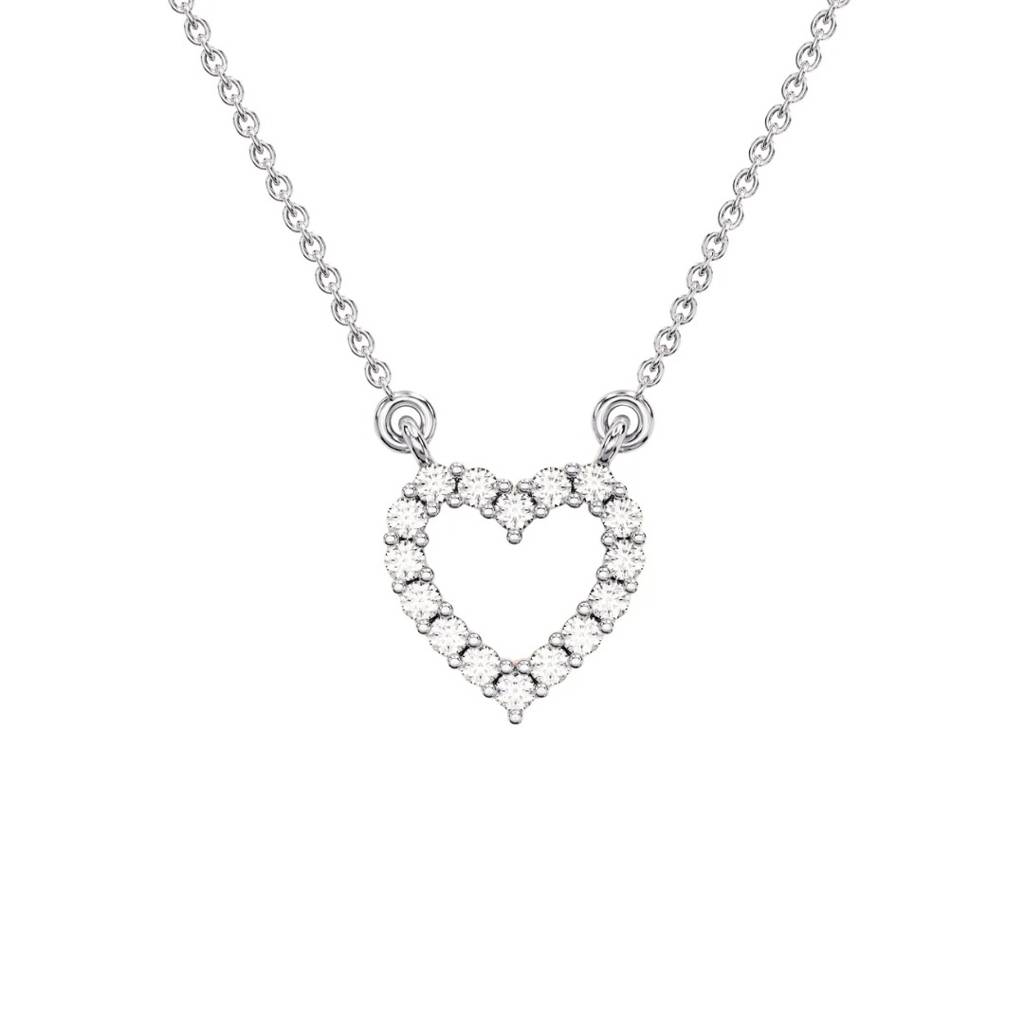 14K Plated Gold Moissanite Heart Necklace For Valentine Gifts : NT-0009-WH