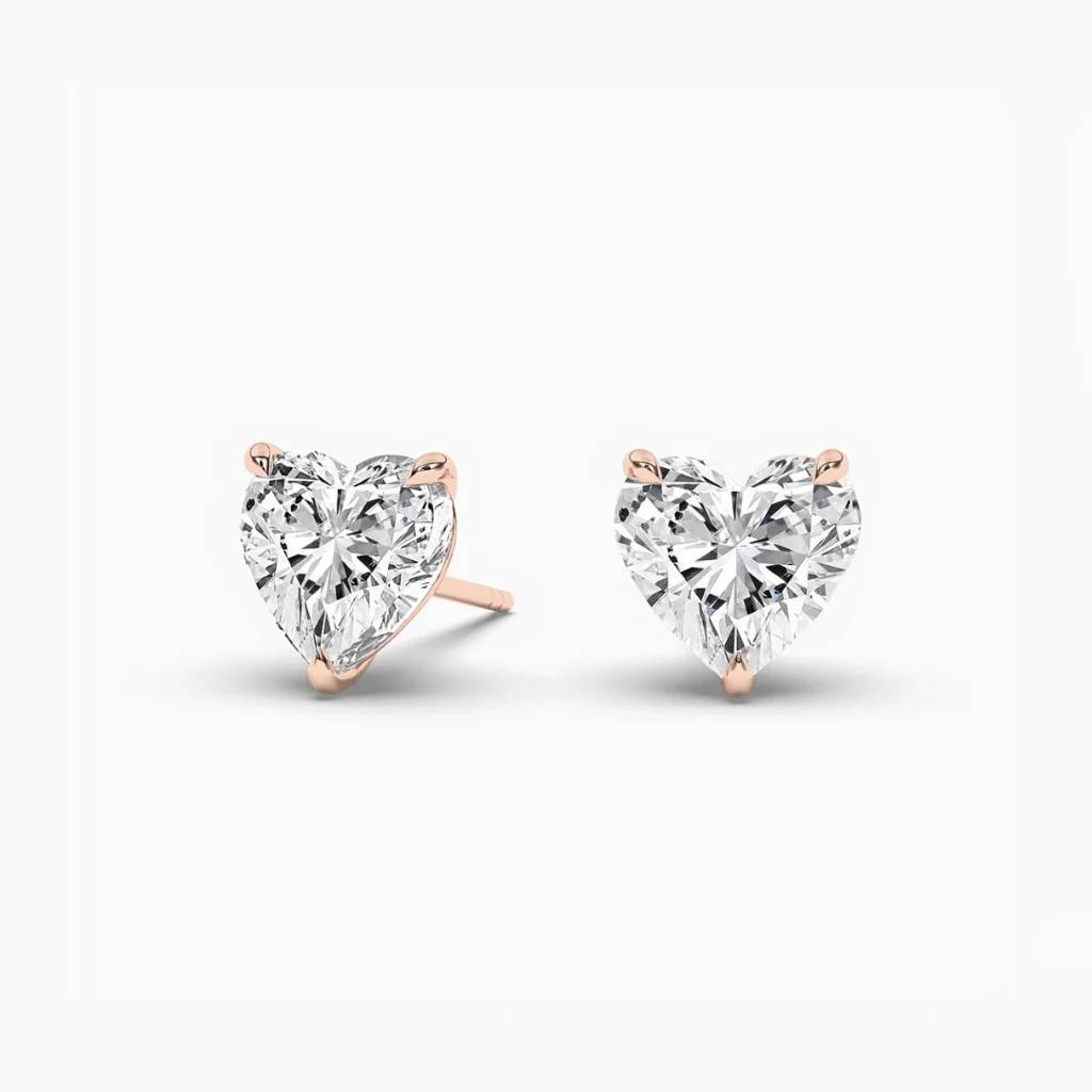 2 Carat Heart Cut Solitaire Moissanite Stud Earrings : SE-0012-R