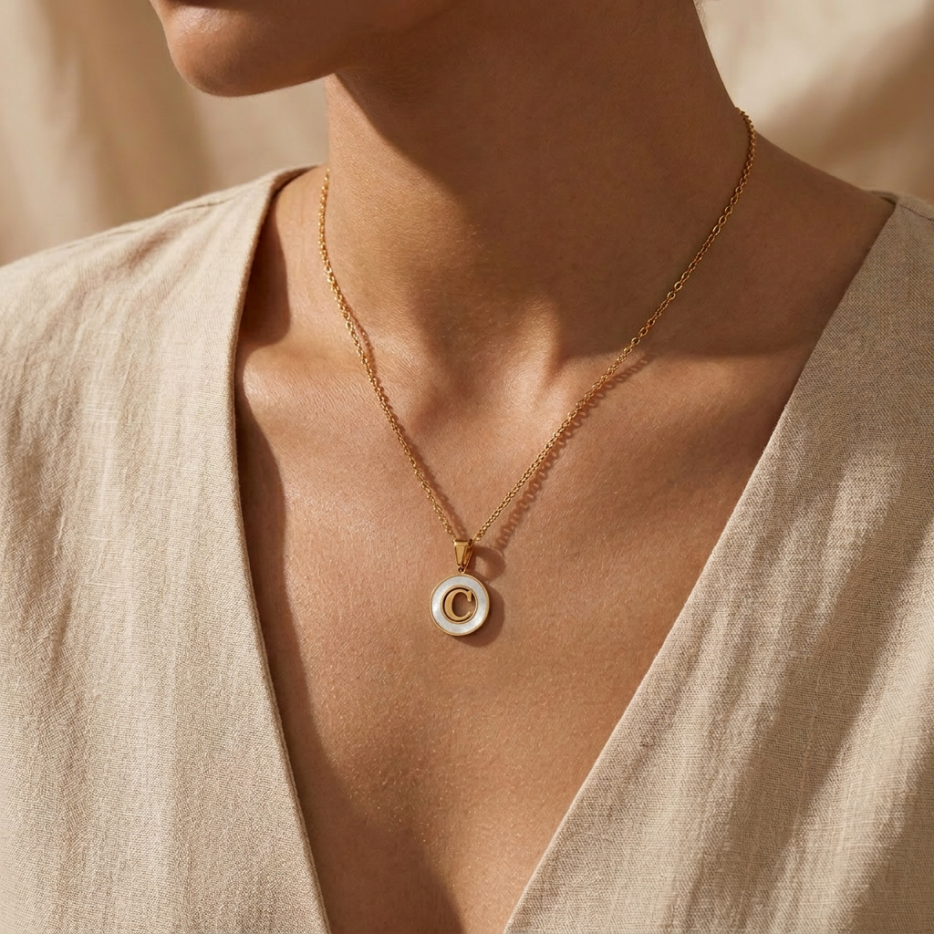 Gold Plated Initial Alphabet Letter Necklace For Women And Girls - Personalized Ash Initial Necklace : VARASHGDC100