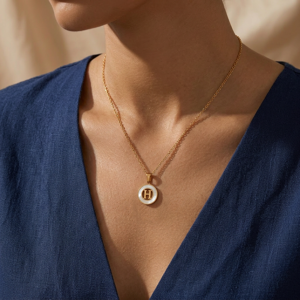 Gold Plated Initial Alphabet Letter Necklace For Women And Girls - Personalized Ash Initial Necklace : VARASHGDH100