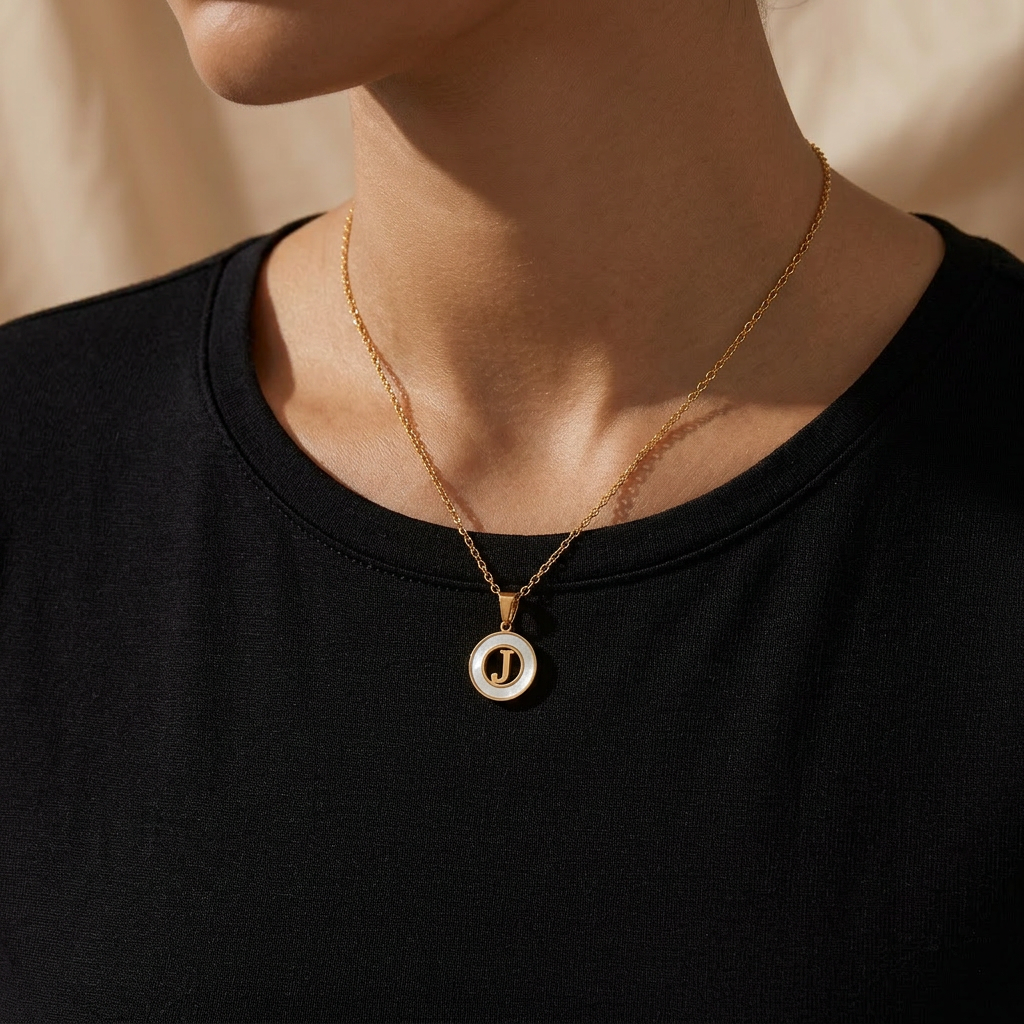 Gold Plated Initial Alphabet Letter Necklace For Women And Girls - Personalized Ash Initial Necklace : VARASHGDJ100