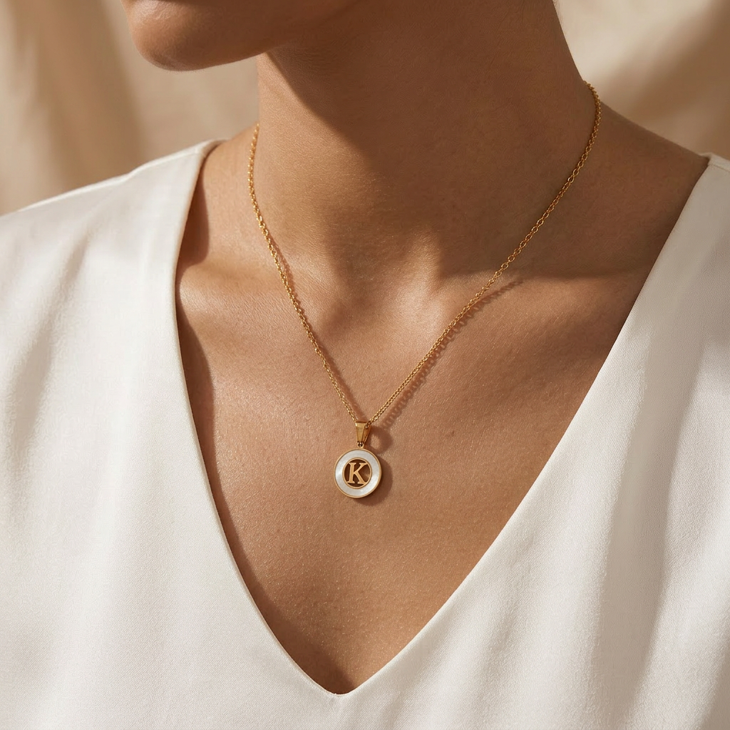 Gold Plated Initial Alphabet Letter Necklace For Women And Girls - Personalized Ash Initial Necklace : VARASHGDK100