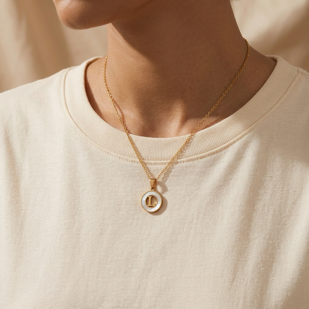 Gold Plated Initial Alphabet Letter Necklace For Women And Girls - Personalized Ash Initial Necklace : VARASHGDL100