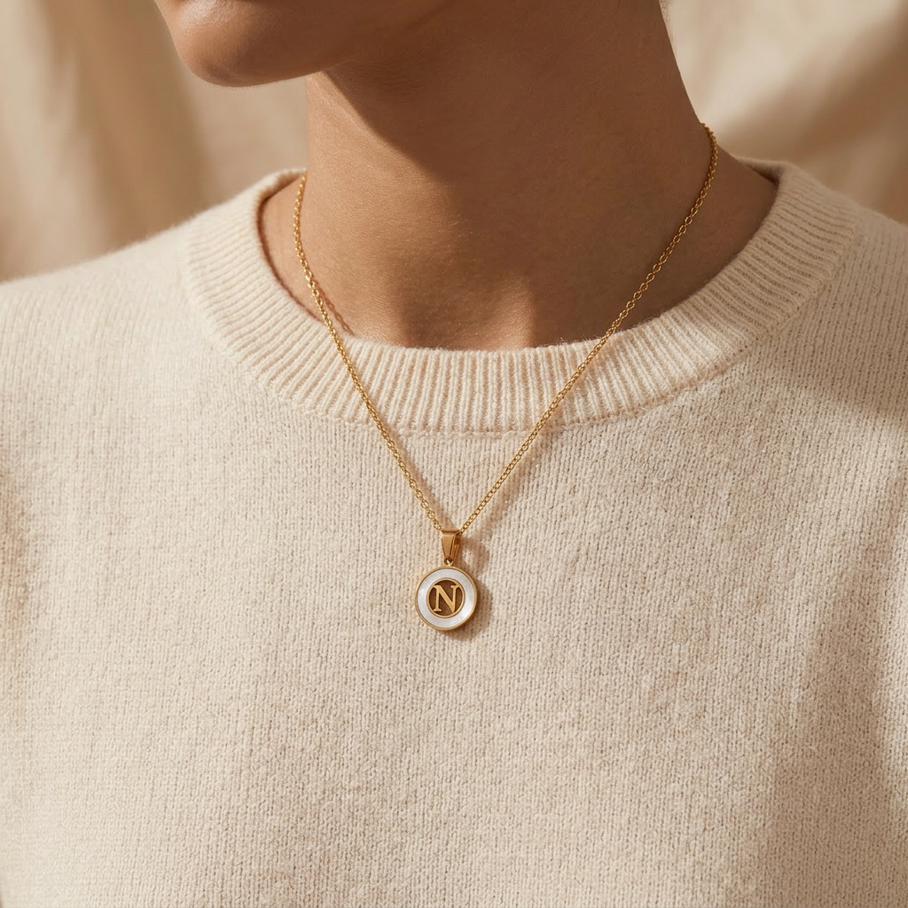 Gold Plated Initial Alphabet Letter Necklace For Women And Girls - Personalized Ash Initial Necklace : VARASHGDN100
