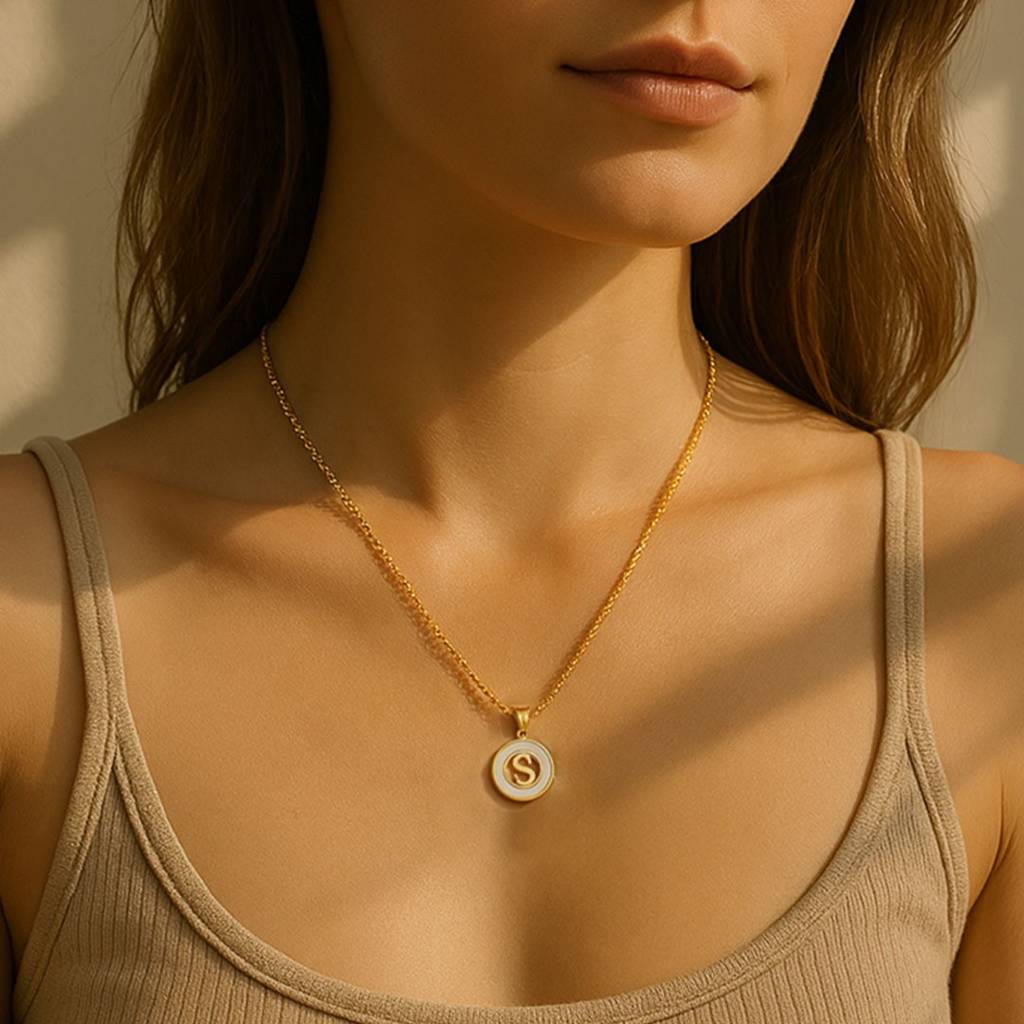 Gold Plated Initial Alphabet Letter Necklace For Women And Girls - Personalized Ash Initial Necklace : VARASHGDP100