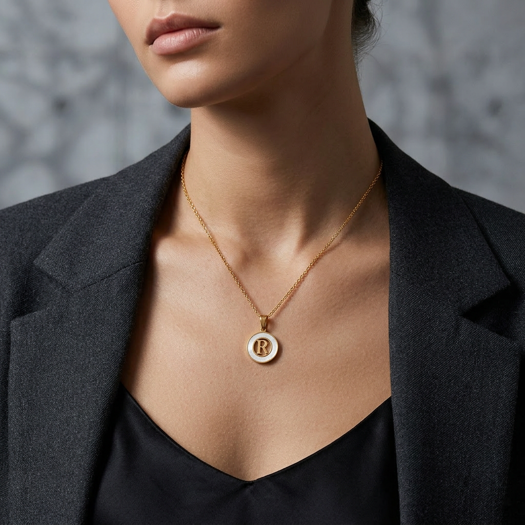 Gold Plated Initial Alphabet Letter Necklace For Women And Girls - Personalized Ash Initial Necklace : VARASHGDR100