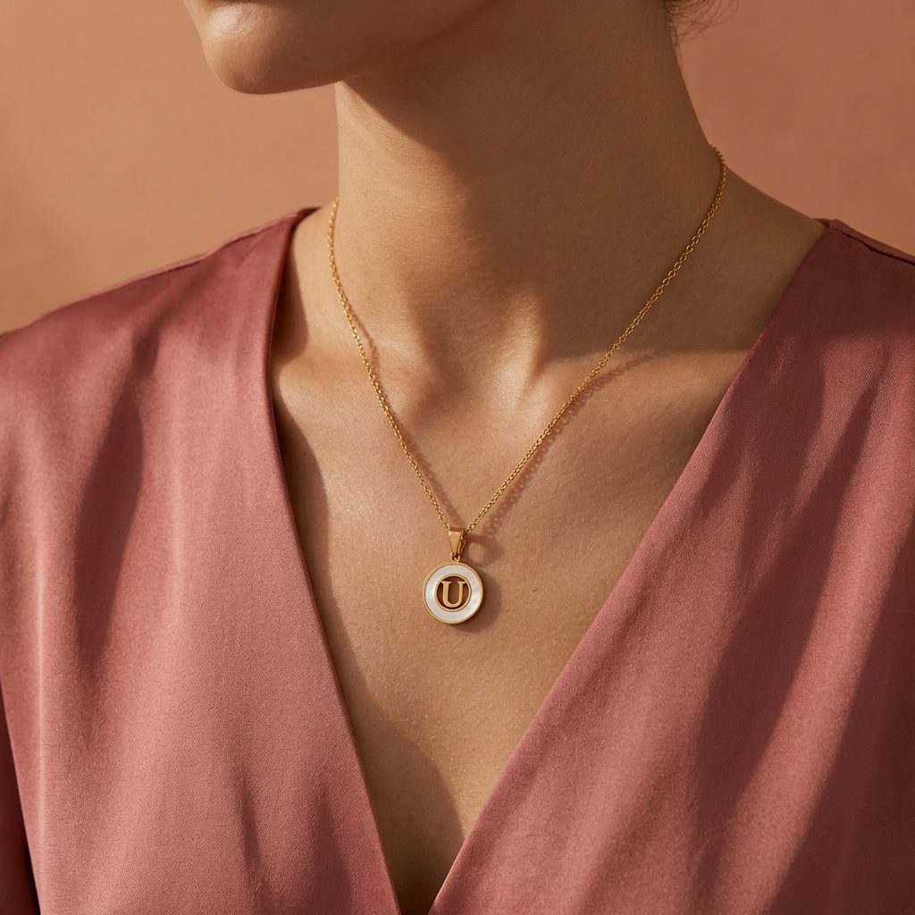 Gold Plated Initial Alphabet Letter Necklace For Women And Girls - Personalized Ash Initial Necklace : VARASHGDU100